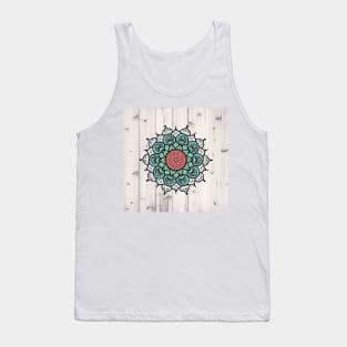 Southwestern Bohemian Boho Chic Mandala Pattern Pink Mint Green Cactus Succulent Tank Top